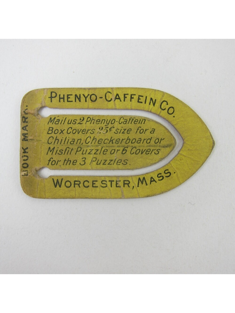 Phenyo-Caffein Co Worcester MA Advertising Bookmark Quack Medicine JL Billman OH